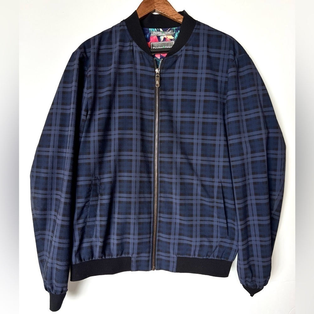 Paisley & Gray Plaid Seersucker Bomber Jacket